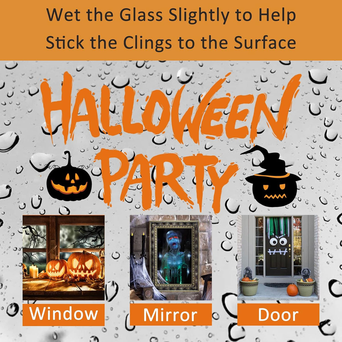 Halloween Decorations Window Clings, Removable Electrostatic Halloween Window Sticker, Double Sided Black Cat Spooky Halloween Window Decals for Halloween Party Decor Supplies(9 Sheets)
