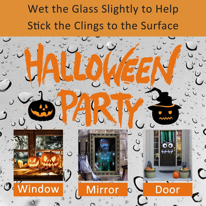 Halloween Decorations Window Clings, Removable Electrostatic Halloween Window Sticker, Double Sided Black Cat Spooky Halloween Window Decals for Halloween Party Decor Supplies(9 Sheets)