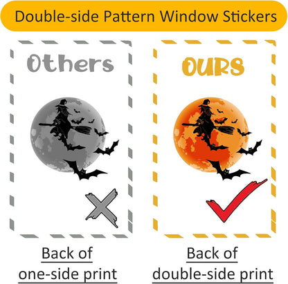 Halloween Decorations Window Clings, Removable Electrostatic Halloween Window Sticker, Double Sided Black Cat Spooky Halloween Window Decals for Halloween Party Decor Supplies(9 Sheets)