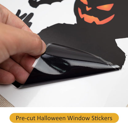 Halloween Decorations Window Clings, Removable Electrostatic Halloween Window Sticker, Double Sided Black Cat Spooky Halloween Window Decals for Halloween Party Decor Supplies(9 Sheets)
